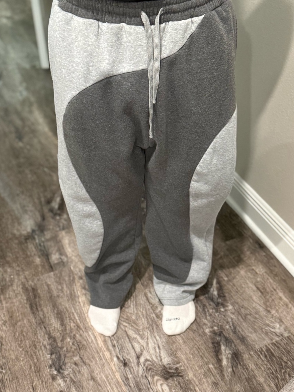 Mens Two-Tone Gray Sweatpants with Drawstring